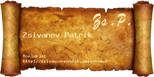Zsivanov Patrik névjegykártya